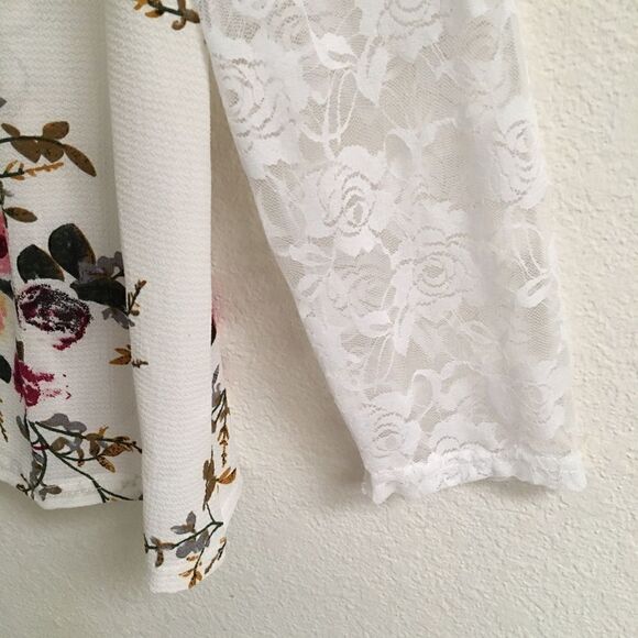 Boho Rose lace sleeve floral print tunic blouse XXL - Picture 3 of 6
